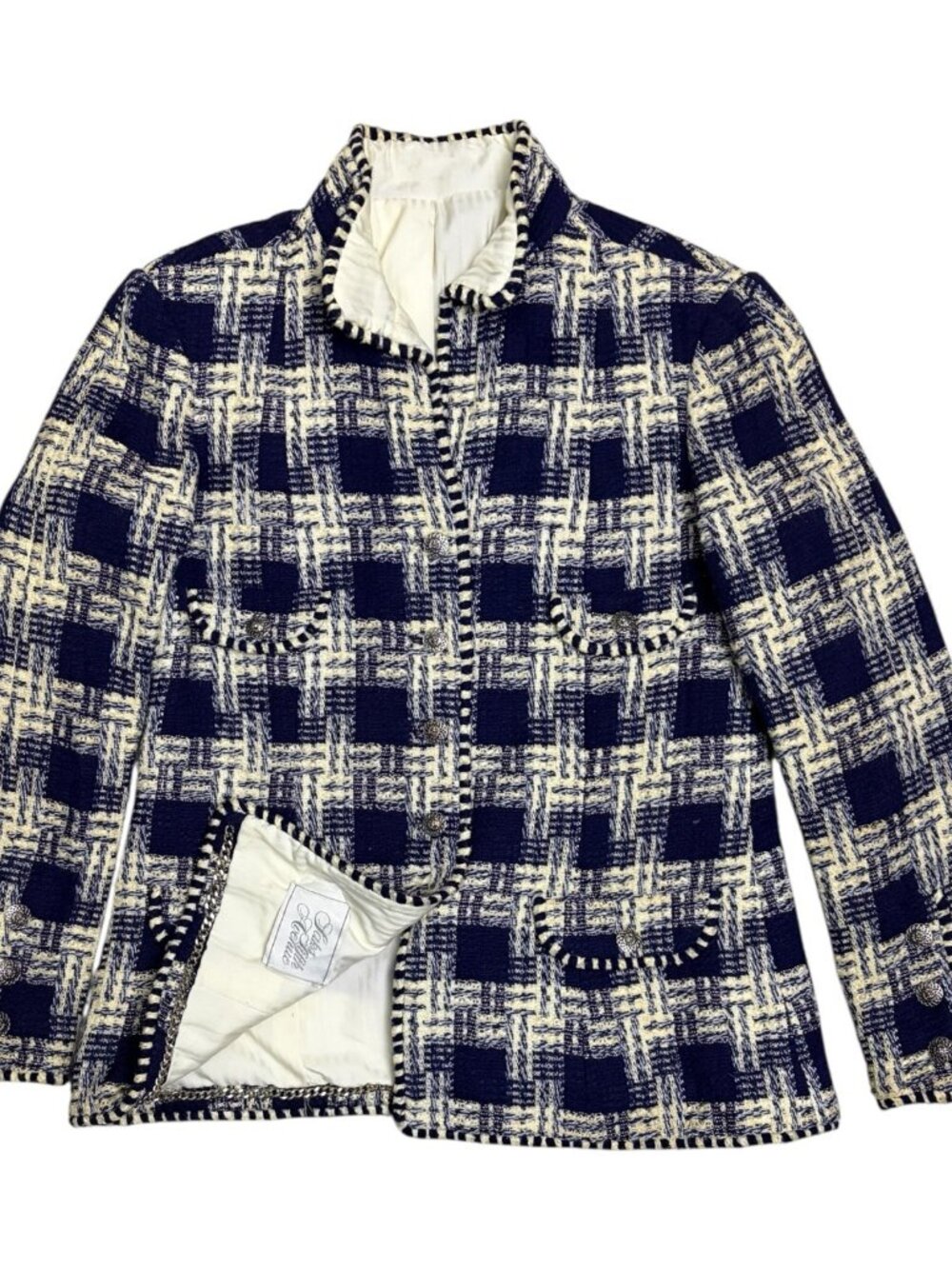 SAKS FIFTH AVE Vintage 80s TWEED Luxury Designer Business Casual Jacket Womens S